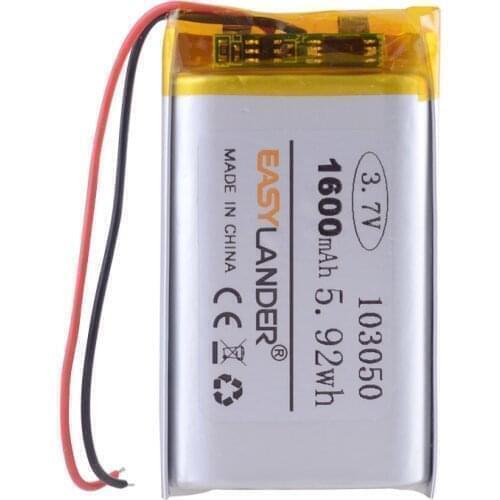 3.7V 1600mAh 103050 Lithium Polymer Li-Po Rechargeable Battery For Mp3 MP4 GPS PSP DVD mobile video game PAD E-books