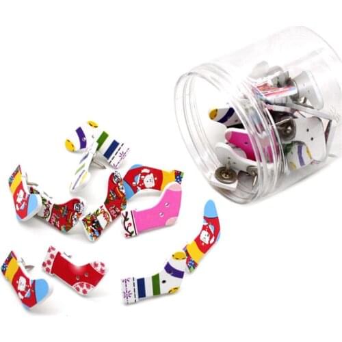 50PCS Decorative Pushpins Creative Cartoon Christmas Theme Wood Thumbtacks Map 1XCB