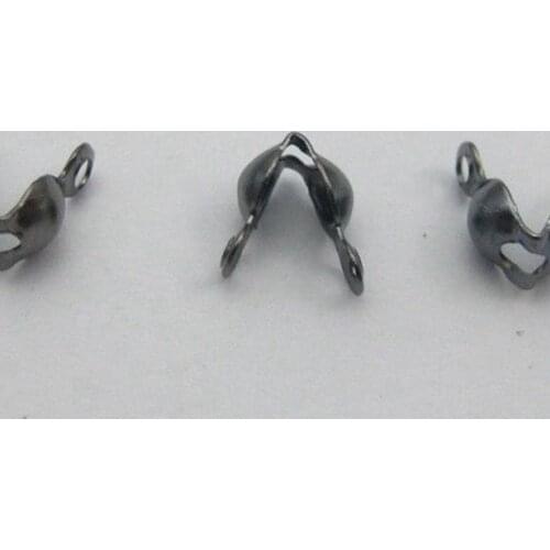 500 Gunmetal Tone Charlotte End Crimps Beads Tips 4mm Double Loop Clamp-on