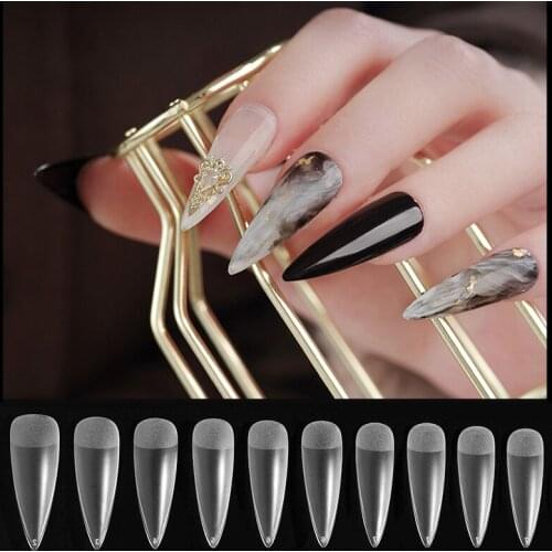 504 Pcs/box Full Cover Fake Nail Artificial Press on Long Ballerina Clear False Coffin Pointed Nails Art Tips Manicure Tools