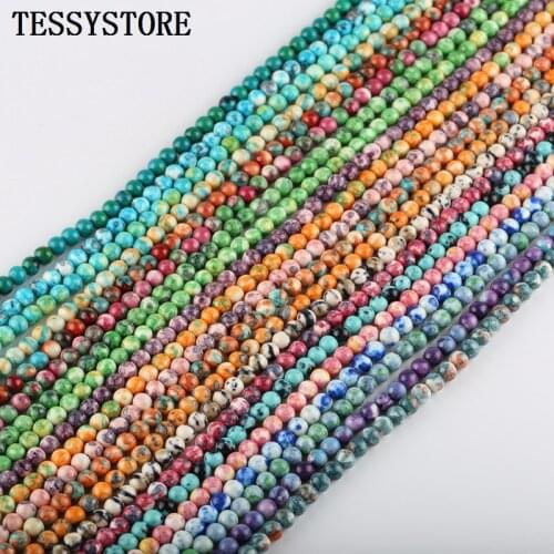 4 6 8 10 12mm Colored Stone Beads Loose Spacer Stone Beads For Jewelry Making DIY Bracelet Necklace Accessories