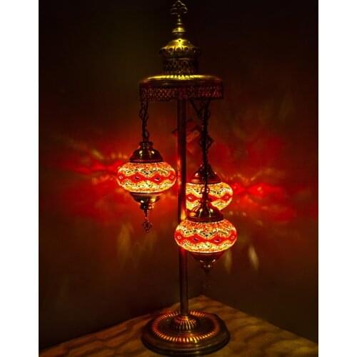 3 Globes Turkish Moroccan Mosaic Authentic Vintage Art Deco Triple Floor Lamp Light, 15 Colors