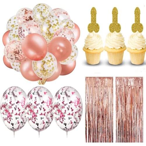 Bachelorette Party Decorations Bridal Shower Supplies Kit Confetti Balloons Hen Party Decoration Supplies Rose Gold Party