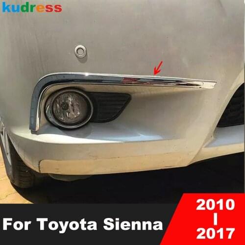 For Toyota Sienna 2010-2015 2016 ABS Chrome Front Fog Light Eyebrow Trim Cover Foglight Strip Car Accessories (No Fit For SE)