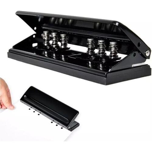 Home Professional Metal DIY Adjustable Tool Office Paper Puncher School Stationery Planner 6 Hole Portable Handheld Ring Binder