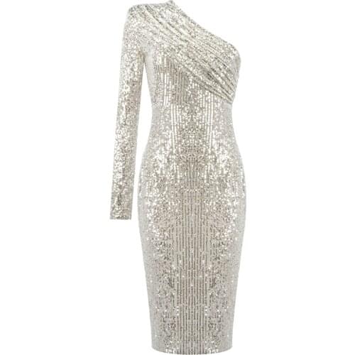 Sequin Elegant Sexy Women Dress 2020 Summer Spring Dress New Long Sleeve Ladies Clothes Bodycon Party Dress