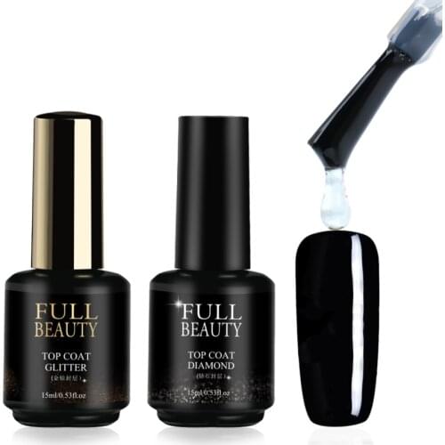 6 or 15ml Diamond Top Coat Gel Polish No Wipe Non-cleansing Primer Soak Off Reinforce Long Lasting Manicure Gel Lak Varnish 1594