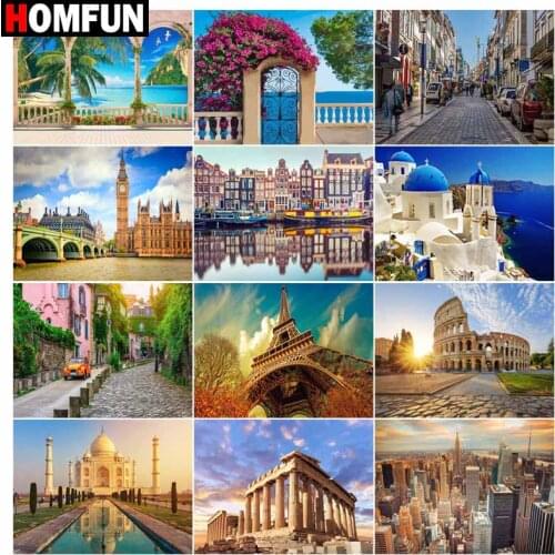 HOMFUN Full Diamond "Tower building scenery ”DIY 5D Diamond Painting Cross Stitch Home Decor Picture Of Rhinestone Handmade