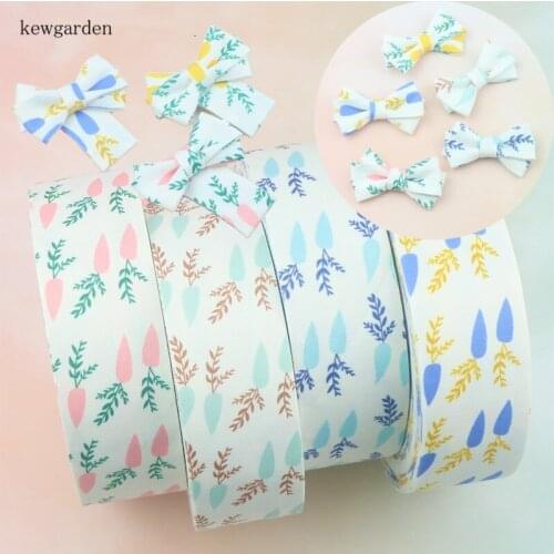 Kewgarden 50mm 25mm 10mm Carrot Flower Pattern Fabric Layering Cloth Ribbons DIY Bowknot Satin Ribbon Handmade Tape 6 Meters