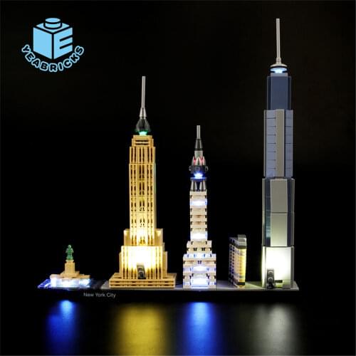 MTELE Brand LED Light Up Kit Toy For Architecture New York City Lighting Set Compatile With 21028