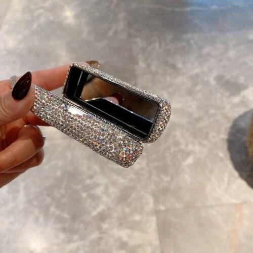 Diamond inlaid lip gloss picture frame storage box shiny portable lip makeup makeup box anti break lipstick box lovely gift