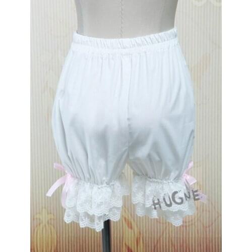 Girls White sweet Loilita Bloomers school students lace Trim Shorts Bow Cotton safety under pants