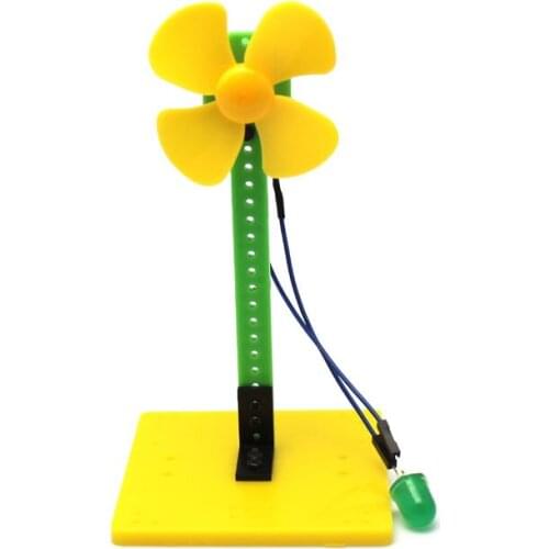 Mini Wind Power Green LED Blowing Generator Windmill Toy Kit 7.5*7.5*14cm for Science Education Experiment Demo Generator Model