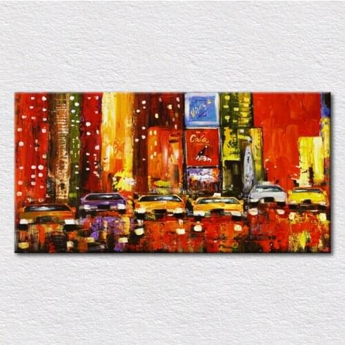 Fashion gift Canvas prints Abstract city Paintings from palette knife canvas painting for friends with size 16x32 free shipping