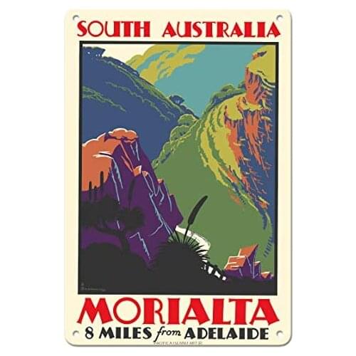 Morialta, South Australia - 8 Miles from Adelaide by Frederick Millward Grey c.1940 Metal Tin Sign
