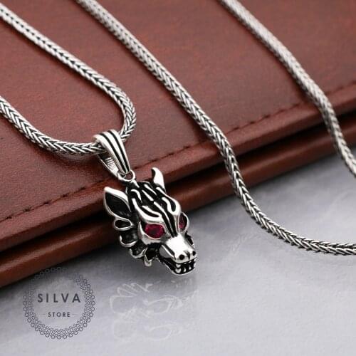 Silva Original 925 Sterling Silver Dragon Pendant Necklace for Men S925 silver fashion Jewelry Gift Mens Cable Chains