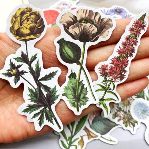 40PCS Vintage Plant stickers DIY scrapbooking backing collage diary happy plan phone gift sealing decorative stickers