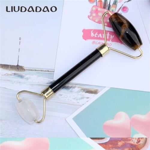 Natural Stone Clear Crystal Tigers Eye Facial Rollers Massager Slimming Face Massager Lifting Rollers Beauty Skin Care Tools