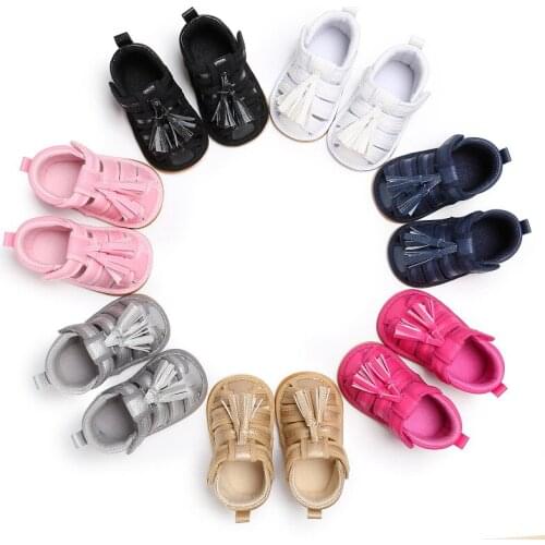 New fashion young childrens clothing baby boys and girls artificial PU soft bottom tassel sports shoes newborn