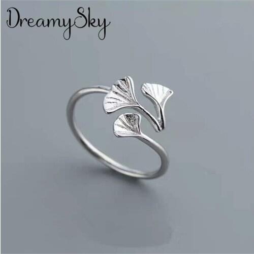 Charming Open Ginkgo Biloba Leaf Ring for Women Vintage Boho Party Rings Gothic Punk Jewelry Gifts for Girls 2021