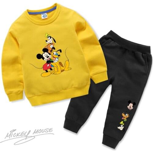 Autumn Girls Kids Clothes The Mickey Family Sweatshirt&pants Two Piece Tracksuits Spring Teenagers Boys Sport Outfits Set
