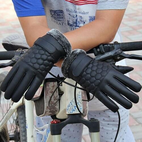 Anti Slip Men Thermal Winter Sports Leather Touch Screen Gloves Winter Gloves Tactical Guantes Warm Soft Handschoenen C301010