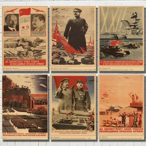 Vintage poster World war II Leninist political propaganda Soviet Union USSR CCCP poster Retro kraft paper wall Decorative