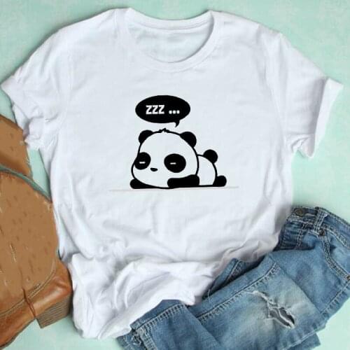 Casual Mujer Camisetas Clothes Print Tshirt Female Tee Top Graphic T-shirt Women Short Sleeve Cartoon Lazy Funny Panda 90s
