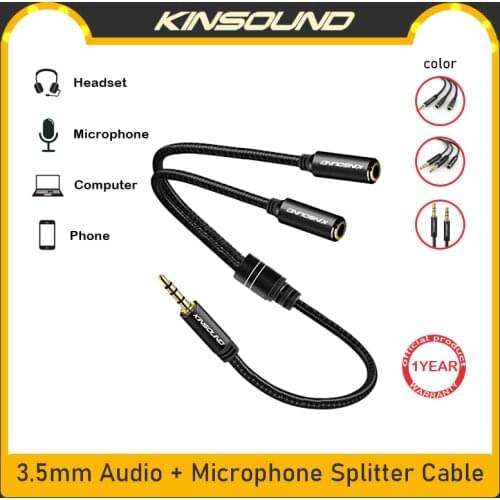 💕100% Authentic💕Kinsound 3.5mm Headphone Splitter 1 Male to 2 Female Audio Stereo YSplitter Cable Dual Headphone Jack Adapter