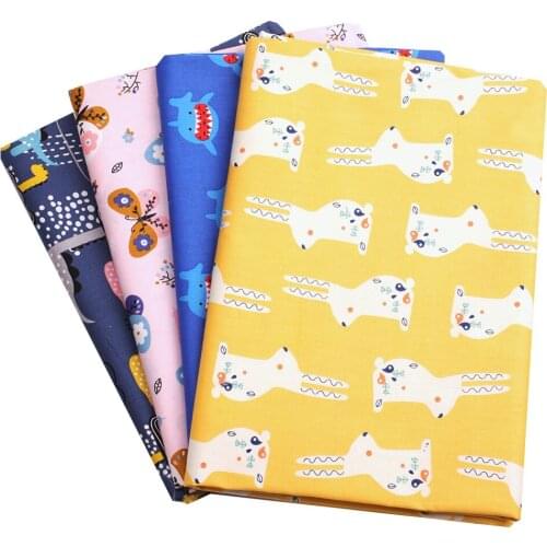Cartoon animal Cotton Fabric 100% Cotton Twill Print for Sewing Home Textile Child Dress Making Woven Soft Fabric