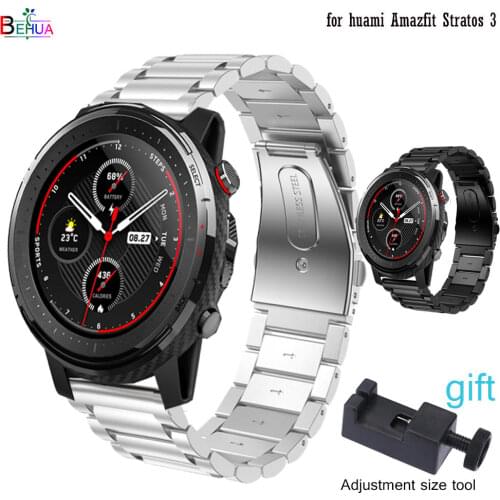 BEHUA Stainless Steel 22mm Watchband Replacement for huami Amazfit Stratos 3 2 2S Wristband bracelet strap For Huawei Watch GT 2