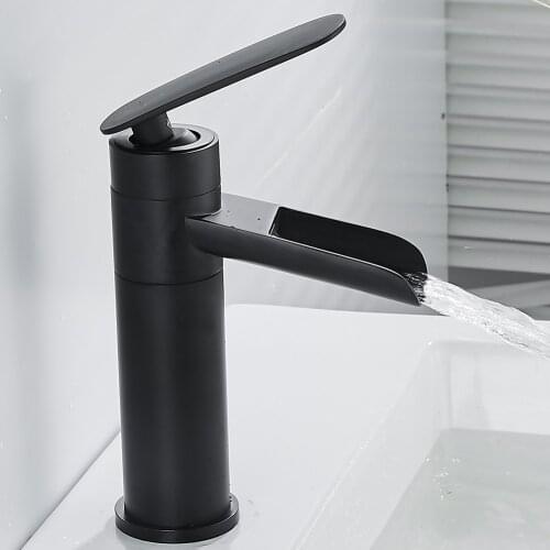 Black pure copper bathroom wash basin under counter basin sink single handle cold water faucet mixing faucet