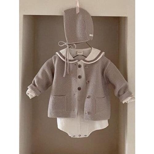 Childrens Clothing Spring round Neck Sweater Coat Small Pocket Knitted Cardigan toddler boy sweater