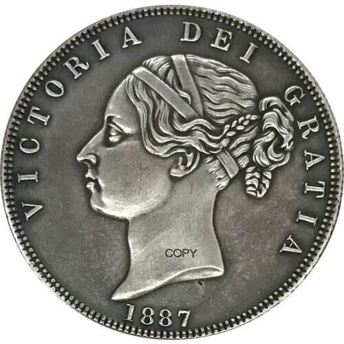 Great Britain 1/2 Crown Victoria 1887 Cupronickel Plated Silver Copy Coin Commemorative COINS