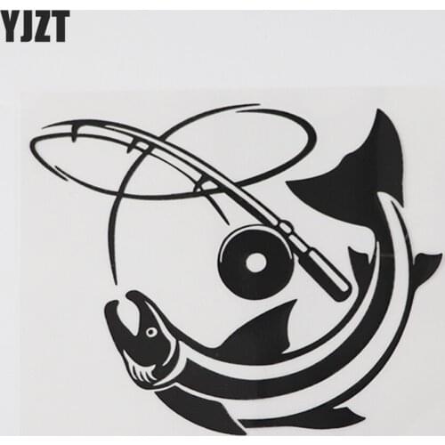YJZT 15.2CM×12.3CM Personality Marine Creatures Fishing Vinyl Car Stickers Decal 13D-1083