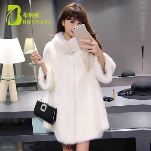 Fashion Winter Women Faux Fur Coat White Long Sleeve Stand Collar Jacket Warm Artificial loose Fox Fur Coats Plus Size 6XL