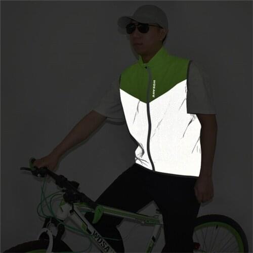Off-Road Mountain Bike Night Riding Vest Breathable Mesh Cool Sleeveless Zipper Sports Jacket Waterproof Reflective Fashion Top