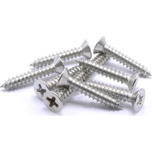 1pack M4 Stainless steel Self-tapping screws phillips Screws counter-sunk wood screws M4*8/10/12/14/16/18/20/25/30mm size