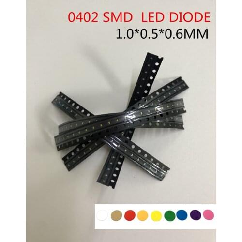 100pcs LED 0402 1005 SMD bead Warm White/Cool white/RGB/Red/Orange/Yellow/Green/ice blue/Purple UV/Pink light emitting diode