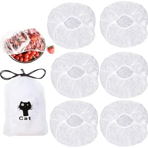 200 PCS Reusable Elastic Food Storage Covers, Stretchable Plastic Wrap Bowl Covers for Leftovers, BPA Free Microwave Safe