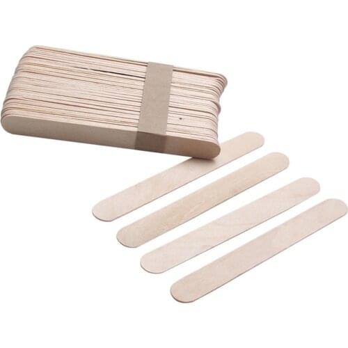 50Pcs Disposable Wax Waxing Applicator Body Hair Removal Wooden Sticks Spatula Natural Wood Craft Sticks for Ice Cream DIY