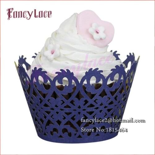 50pcs Hollow Lace Laser Cut Cupcake Cake Wrapper Liner Baking Cup Paper for Wedding Birthday Party Decoration