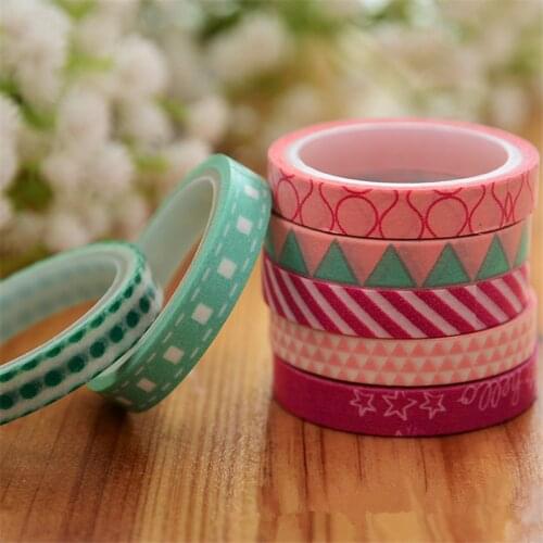 7pcs/Set) candy Washi Tape Set Japanese Stationery Scrapbooking Decorative Tapes Adhesive Tape Kawai Adesiva Decorativa