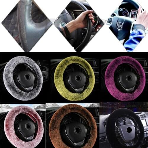 Car plush wool steering wheel cover wool fur shift knob shift brake pad