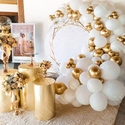 White Balloon Garland Arch Kit Gold Dot Confetti Balloons Metallic Latex Ballon Wedding Bride To Be Birthday Party Decor Baloon