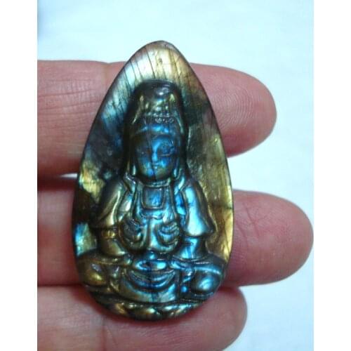 Free Shipping Natural Labradorite Carved Guanyin Suitable for pendants Women Man Jewelry accessories weddings parties birthday g