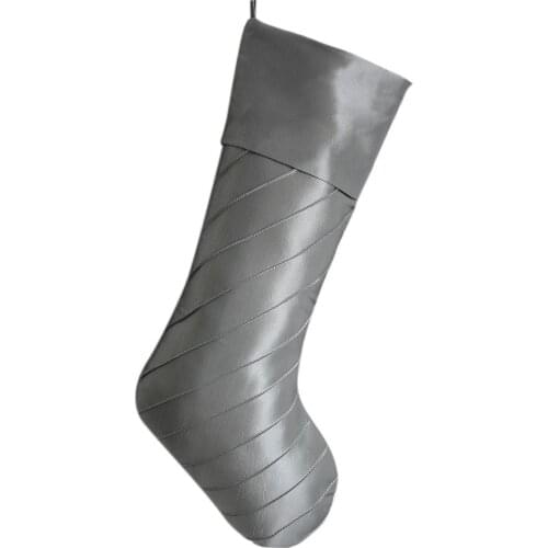 Free Shipping Faux Silk Pintuck Body Christmas Stocking Elegant Silver PH1966-2