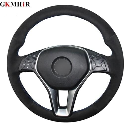 Black Suede Car Steering Wheel Cover for Mercedes Benz A-Class 2013-2015 B-Class 2011-2014 CLA-Class 2013 2014 C-Class 2013