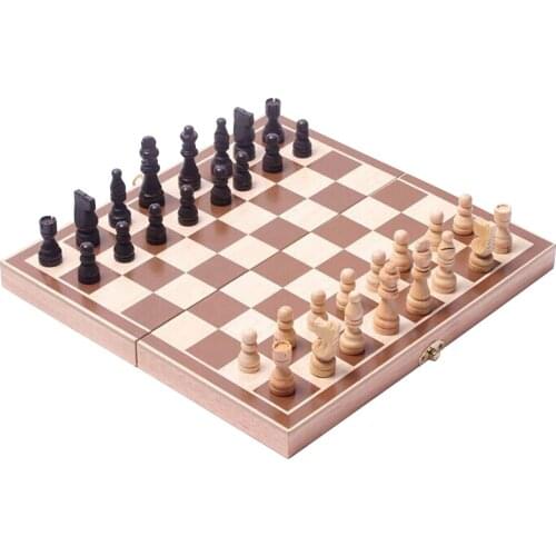 Wooden Chess Set Folding Solid Wood Chessboard Travel Chess Board Game For Children Educational Chess Game Gifts