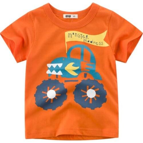 2-10Y Cartoon Printed Boys Transportation T Shirt Summer Baby Kids Boys Girls Fashion T-Shirts Clothes Cotton Toddler
